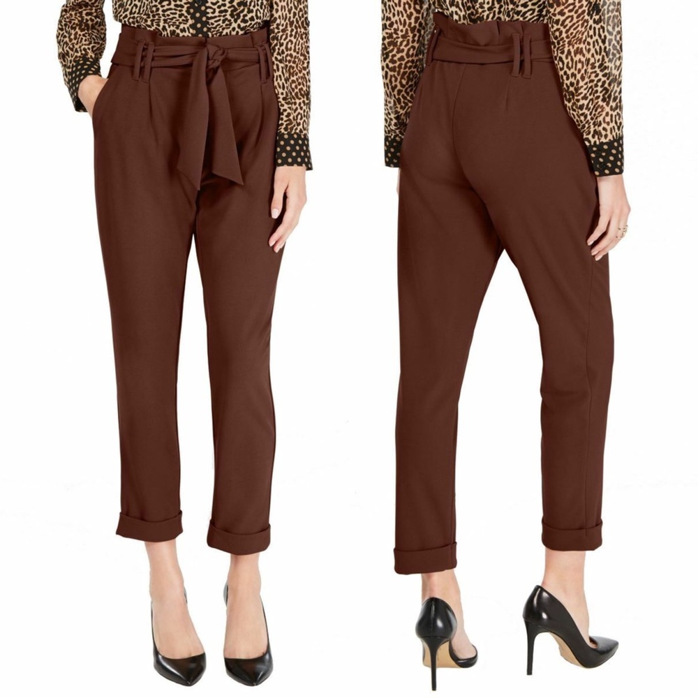 INC Black Work Pants Crepe Fabric High Rise Tapered Leg | Size 6